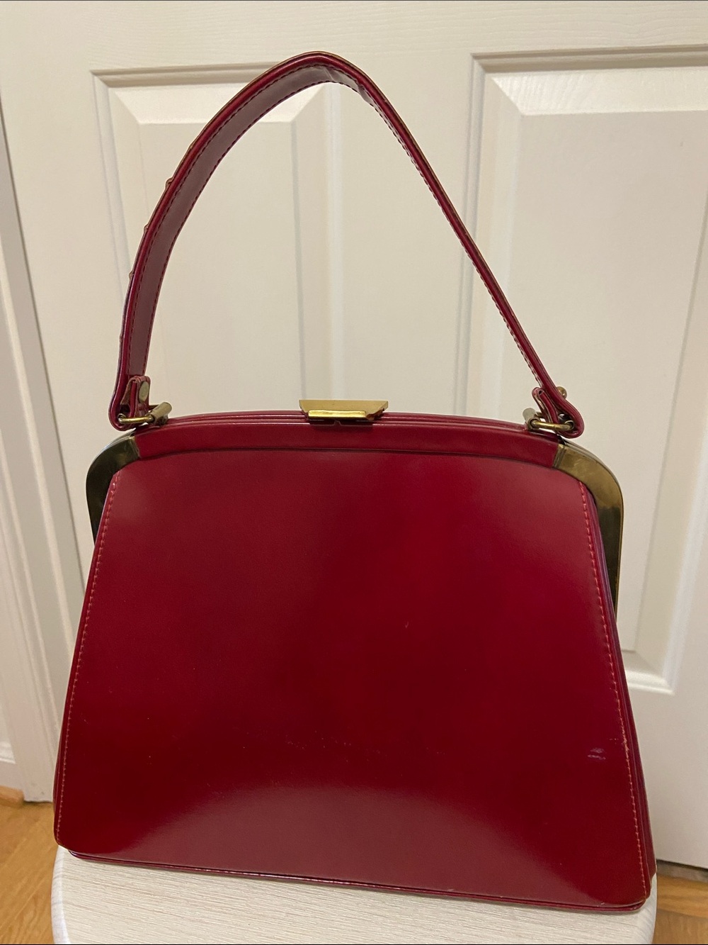 Structured Red Top-Handle Satchel